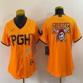 Women Nike Pittsburgh Pirates blank gold majestic baseball jerseys city version 03