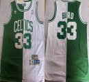 Boston Celtics #33 Larry Bird white green splits nba basketball jersey-XD