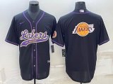 Nike NBA Los Angeles Lakers black baseball jerseys Joint name-BD