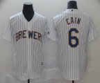 Milwaukee Brewers #6 Lorenzo Cain white majestic baseball jersey