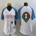 Youth 2023 World Cup Mexico blank white skyblue majestic baseball jerseys 02