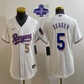 Youth 2023 Champions Nike Texas Rangers #5 Seager white majestic baseball jerseys 01