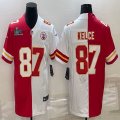 2023 Super Bowl Nike Kansas City Chiefs Travis Kelce #87 red white splits Color Rush Limited Jerseys