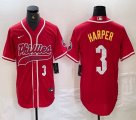 Nike Philadelphia Phillies #3 Bryce Harper red majestic baseball jersey Joint name-BD 03