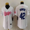 Youth Nike Los Angeles Dodgers #42 Jackie Robinson white pink mlb jersey Joint Name