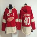 Detroit Red Wings Henrik Zetterberg 40 red beige NHL Hooded Sweatshirt C patch