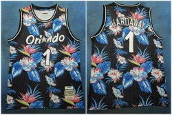 Orlando Magic #1 Penny Hardaway black flowers fashion nba jersey