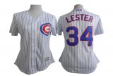 women Chicago Cubs #34 Jon Lester white baseball jersey