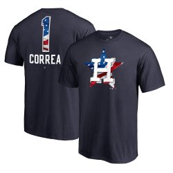 Men\'s Houston Astros Carlos Correa Fanatics Branded Navy 2018 Memorial Day Banner Wave Player T-Shirt