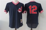 Cleveland Indians #12 Francisco Lindor dark blue throwback mlb jerseys