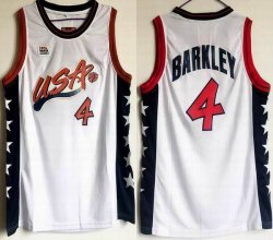 1996 Atlanta Olympics #4 Barkley White USA Basketball Team Jerseys