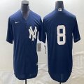 Nike New York Yankees #8 blue majestic baseball Jersey-BD