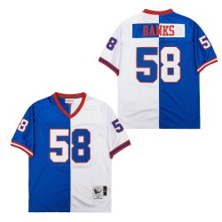 New York Giants #58 Carl Banks Blue White splits Throwback NFL Jerseys