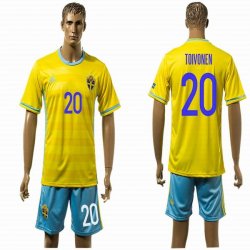 2015-2016 Sweden TOIVONEN #20 yellow skyblue soccer jersey home