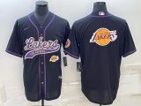 Nike NBA Los Angeles Lakers black baseball jerseys Joint name-BD 01