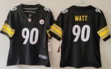 Women Nike Pittsburgh Steelers #90 T. J. Watt black white Nike Vapor F.U.S.E. Limited Jersey