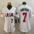 Youth 2023 World Cup #7 Tim Anderson white USA majestic baseball jerseys 04