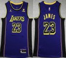 Jordan Los Angeless Lakers #23 LeBron James Purple basketball Jersey-TY