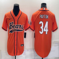 Nike Chicago Bears #34 Walter Payton orange baseball jerseys Joint name-BD