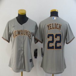 Women Nike Milwaukee Brewers #22 Christian Yelich gray majestic baseball Jersey