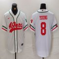 Nike San Francisco 49ers #8 Steve Young white baseball jerseys Joint name-BD