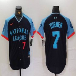 National #7 League Trea Turner Nike Navy 2024 MLB All-Star Game Limited Player Jersey 01