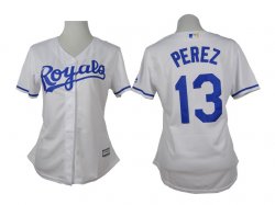 women Kansas City Royals #13 Salvador Perez white MLB Jerseys