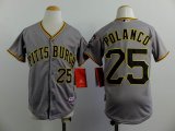 kids Pittsburgh Pirates Gregory Polanco 25# gray mlb jersey