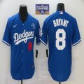 Nike Los Angeles Dodgers #8 Kobe Bryant blue majestic baseball Jersey-2020 World Series Champions-BD