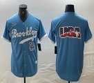 Nike Los Angeles Dodgers blank skyblue throwback MLB baseball Jersey -BD 10