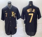 Nike Kansas City Royals #7 Bobby Witt Jr. black gold majestic baseball jerseys -BD 02