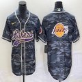 Nike Los Angeless Lakers blank gray camo baseball jerseys Joint name-BD 06