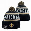 2024 New Orleans Saints black white yellow NFL Sports Cuffed Knit Hats 01