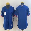 Women Nike Texas Rangers blank blue majestic baseball jerseys city version 01