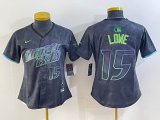 Women Nike Tampa Bay Rays #15 Lowe black majestic baseball jersey city version 03