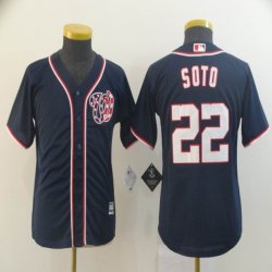 Youth Washington Nationals #22 Juan Soto blue majestic baseball jersey