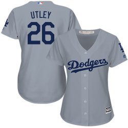 Women Los Angeles Dodgers #26 Chase Utley gray majestic Baseball Jerseys