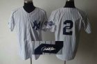 MLB Jerseys New York Yankees 2# white mlb signature jersey 3000 th patch