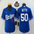 Nike Los Angeles Dodgers #50 Mookie Betts blue youth majestic baseball jersey