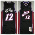 Utah Jazz John Stockton #12 Black throwback NBA Jerseys-XD