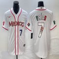 2023 World Cup Mexico #7 Julio Urias white majestic baseball jerseys 55