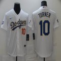 Customized Los Angeles Dodgers #10 Justin Turner white baseball jersey 2020 World Series-BD