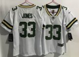 Women Nike Green Bay Packers #33 Aaron Jones white Color Rush Limited Jersey