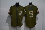 Chicago Cubs #9 Javier Baez Green Salute to Service Stitched MLB Jersey