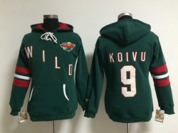 Women Minnesota Wild Mikko Koivu #9 green nhl Hooded Sweatshirt