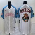 2023 World Cup Mexico blank white skyblue majestic baseball jerseys 22