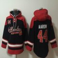 Atlanta Braves #44 Hank Aaron black red MLB Hooded Sweatshirt