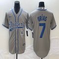 Nike Los Angeles Dodgers #7 Julio Urias gray majestic baseball Jerseys Joint name -BD