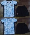 2024-2025 Portugal team skyblue black kid soccer jerseys away