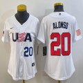 Women 2023 World Cup #20 Pete Alonso white USA majestic baseball jerseys